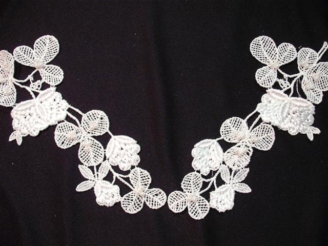 Dress It Up -  Vintage Beaded Pearl White Wedding  Appliques - Collar - 1 Set (Q)