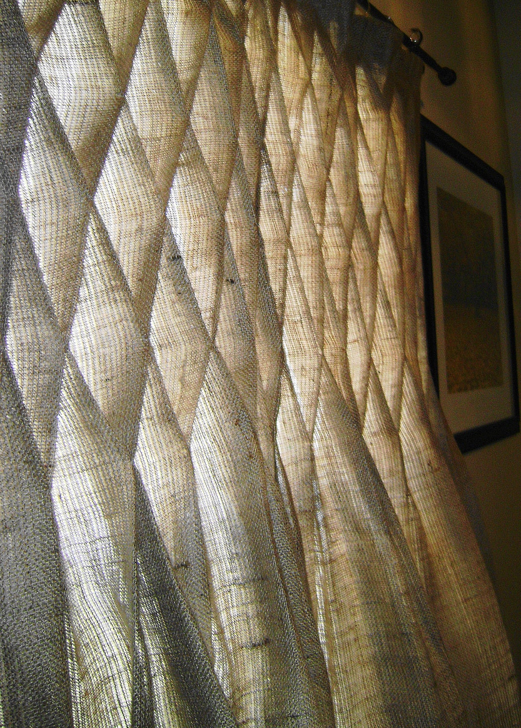 Burlap Smocked Curtains FOUR Panels  On Special