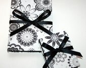 Brag Book Photo Album - Twin set - Accordion - One large - One mini wallet size - Black & White Flowers