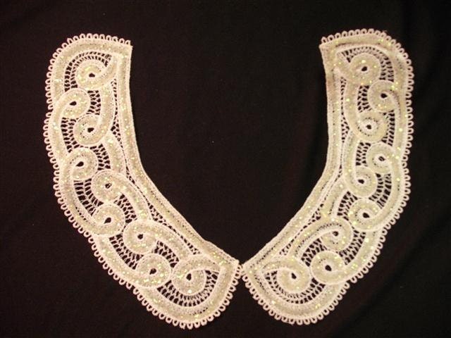 Dress It Up -  Vintage Glitter Sparklel White Wedding  Appliques - Collar - 1 Set (U)