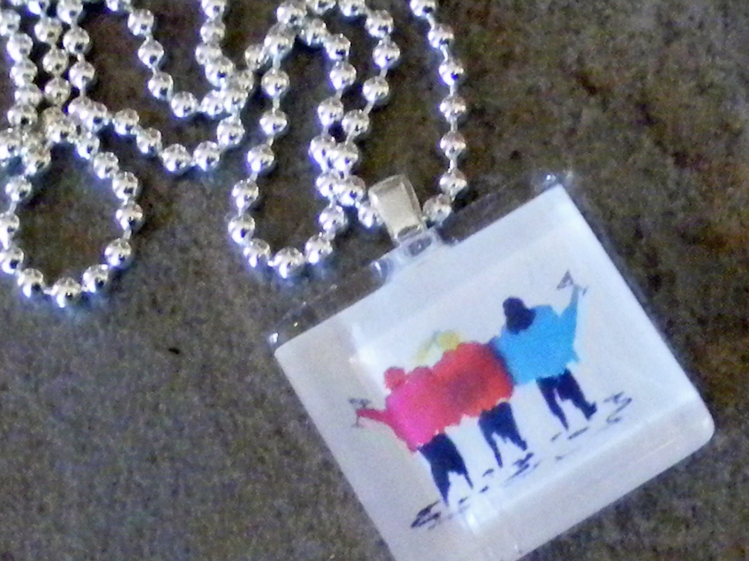 The Girlfriends on a Glass Tile Pendant with Print of Martini Time-Bridal Party Gifts
