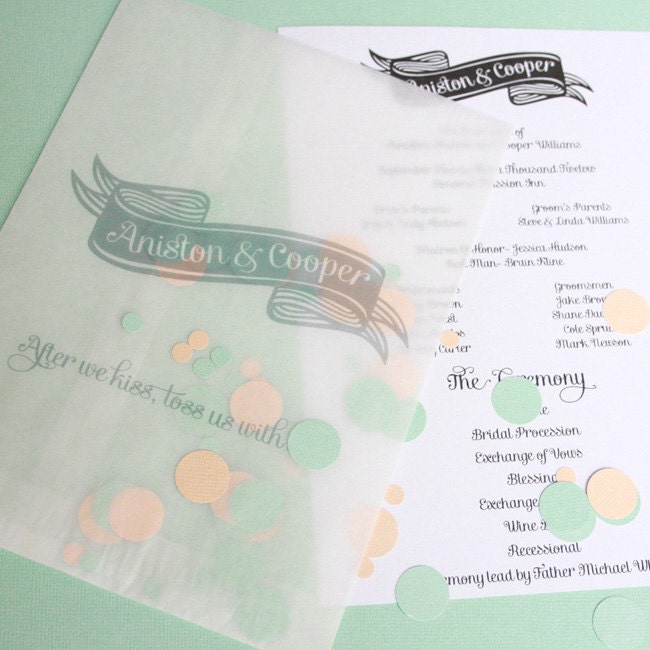 Printable Wedding Program Confetti Toss pack- Aniston