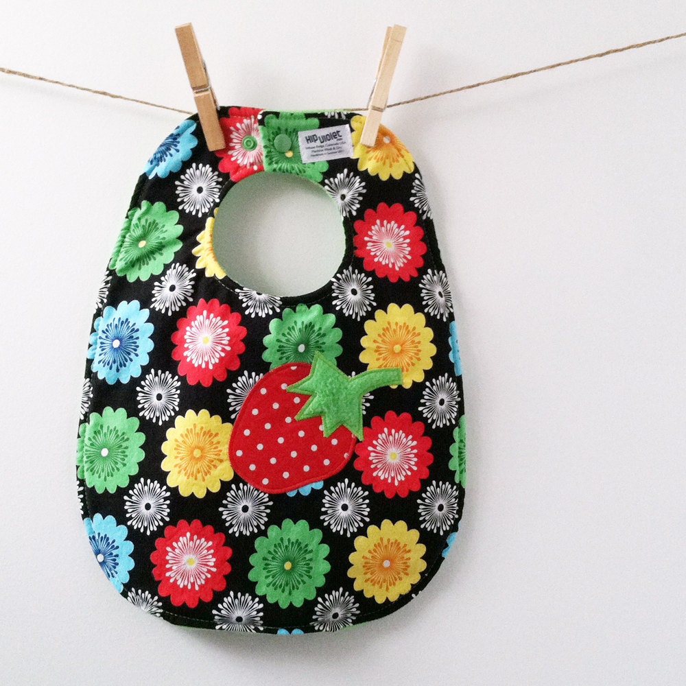 Strawberry Baby Bib - Handmade Baby Bib with Snaps
