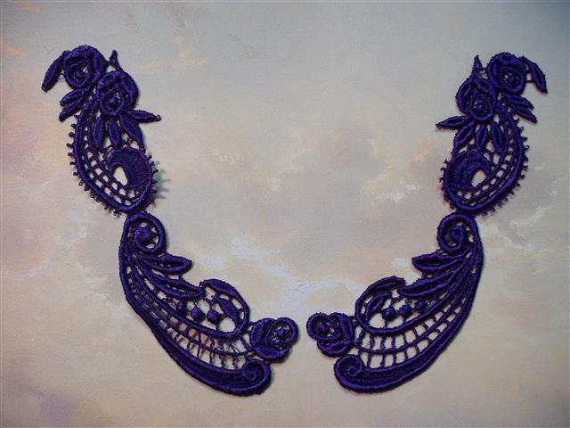 Dress It Up -  Vintage Deep Purple  Appliques - Collar - 1 Set (8)
