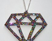 Sparkling multi-colored glitter diamond necklace