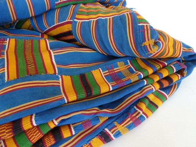 Vintage Ashanti African Large Handwoven Textile- Vibrant Color and Design