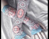 Asylum Arm Warmers - Mint Green Chocolate Brown White Peach Pink Mehndi Cameo Mandela - Sea Blue Lace - Gothic Tribal Bellydance Yoga Lolita