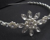 Rhinestone Side Tiara, Wedding Headband - Diamantes and Pearls, Wedding Hair Accessories