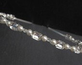 Wedding Headband - Silver Diamante and Pearls