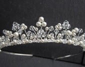 Tiara - Wedding / Silver Bridal Tiaras Ivory Pearls and Swarovski Crystals