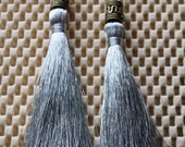 TASSEL EARRINGS - Metallic Silver with Bronze