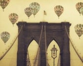 Brooklyn Bridge ACEO - "Balloons over the Bridge" - limited edition fine art print - vintage - Hot Air Balloons - whimsical