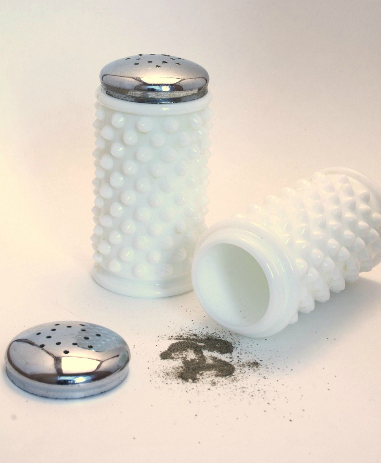 Hobnail Milk Glass Salt and Pepper Shakers