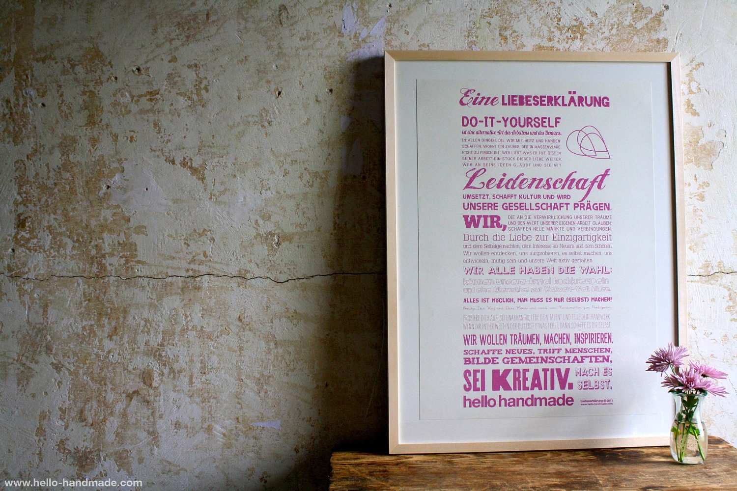 hello handmade manifesto / German / pink