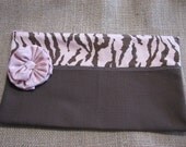 Pink Zebra Stripe Zipper Pouch