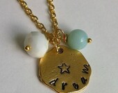 Hand Stamped Gold Star and Dream Necklace