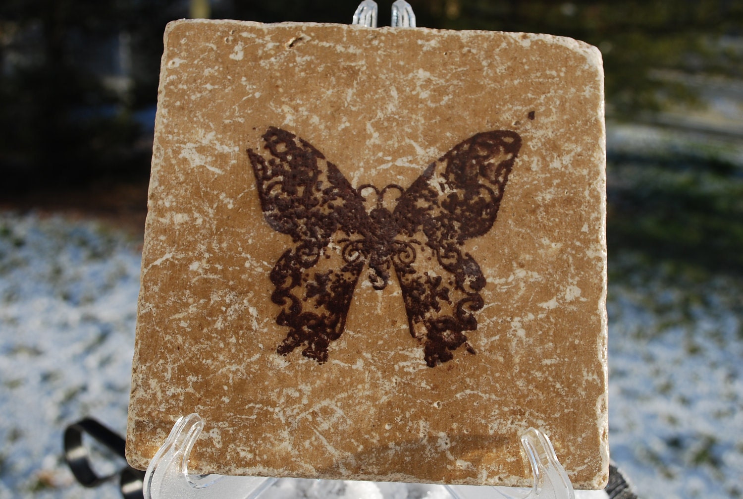 Natural Stone Rustic Butterfly Trivet