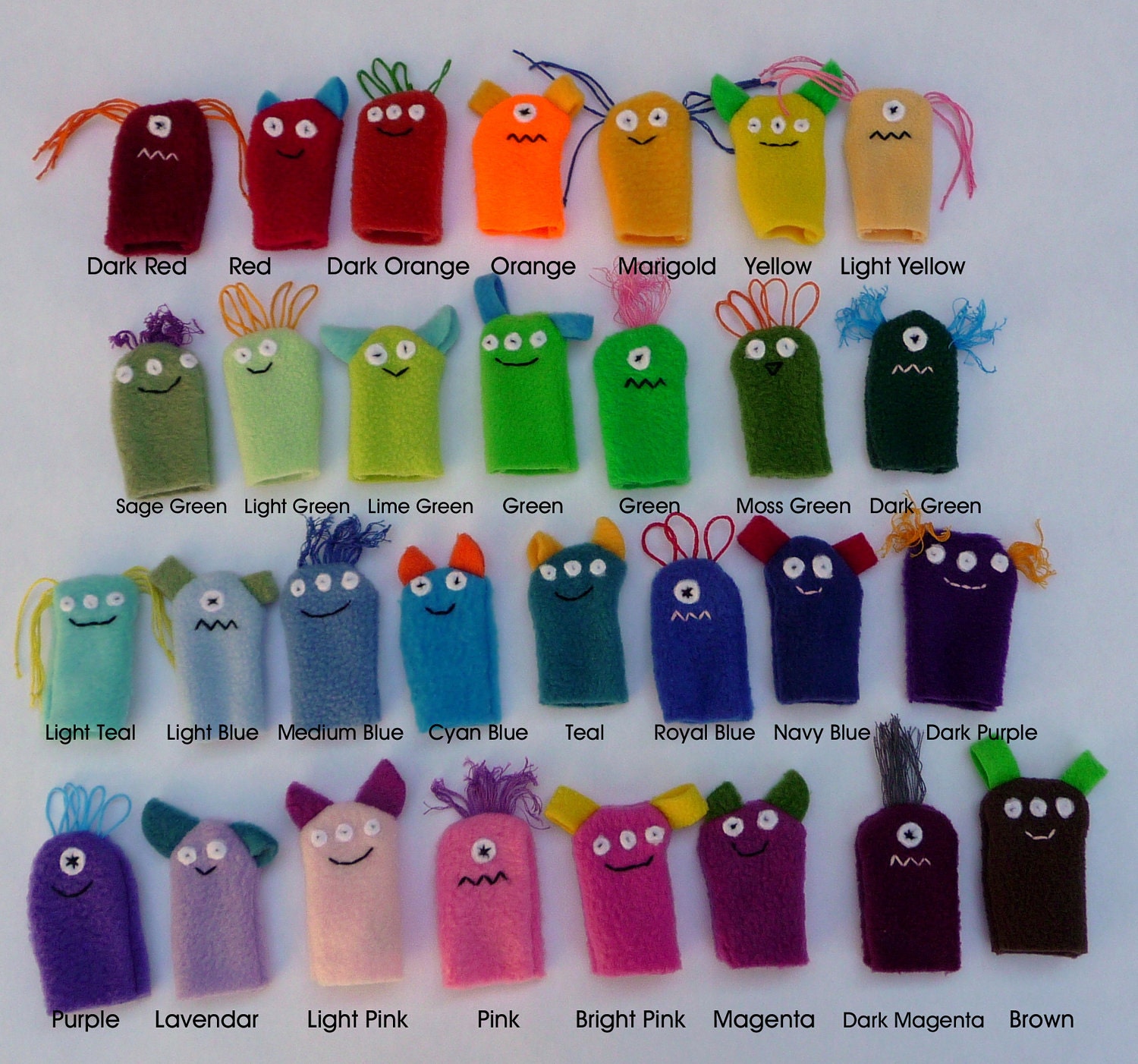 One Monster Finger Puppet in Any Color