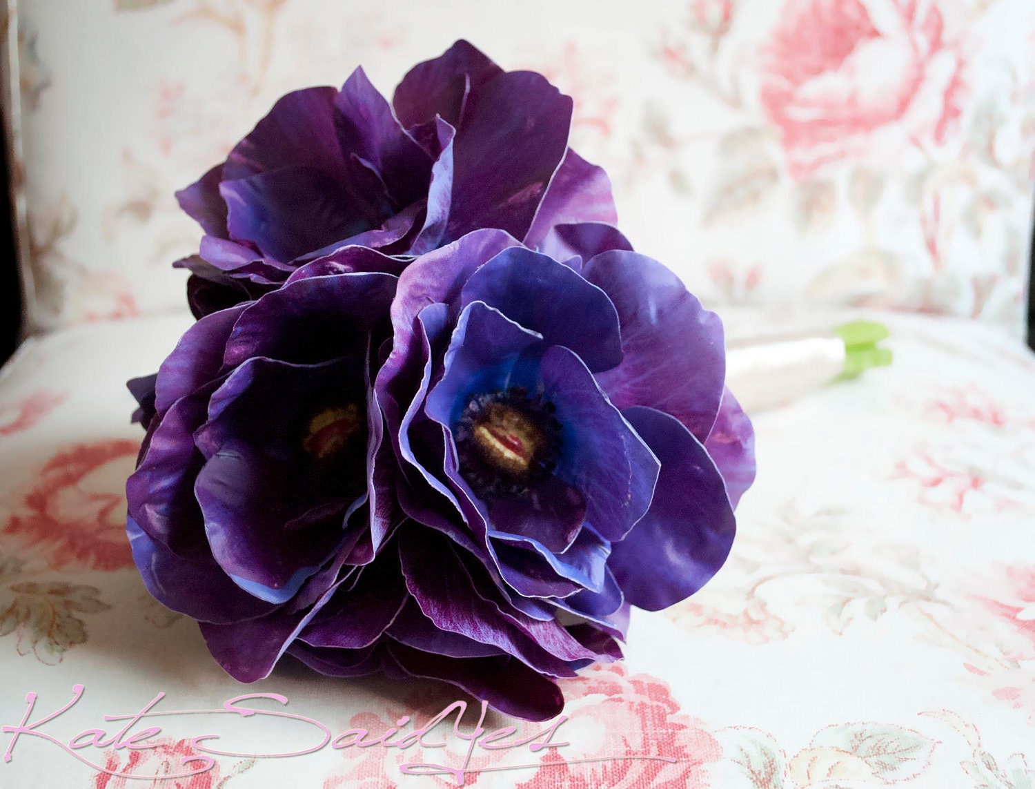 Wedding Bouquet - Deep Purple Anemone Bridal Bouquet