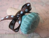 Turquoise Floral Wine Stopper-Wine Bottle Stopper