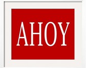 Sail and Ahoy Nautical Wall Art for Kids  in Red and White - 2 pc Set
