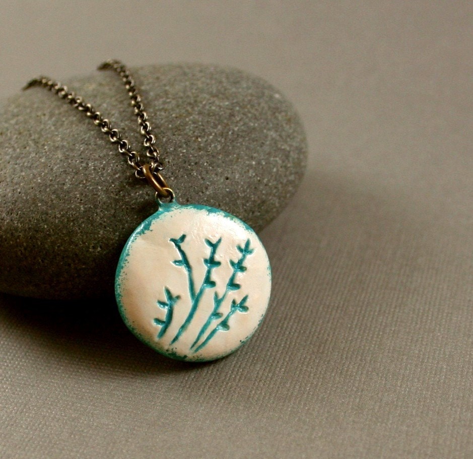 Teal Coral Necklace - Polymer Clay