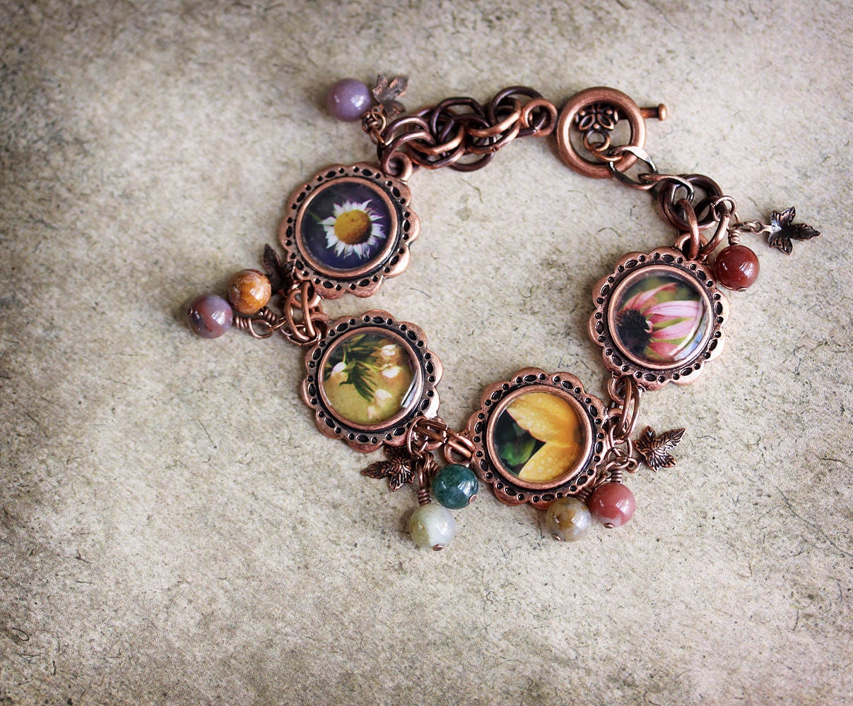 20% OFF Sale Vintage Inspired Photo Jewelry Bracelet - Flowers - original photography botanical