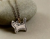 Little Grey Kitty Necklace - Polymer Clay