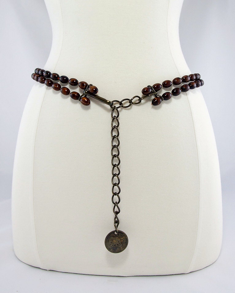 Sixties Brown Bead and Chain Belt