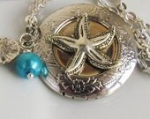 Starfish Locket Silver Sea Star Pendant Necklace Free Gift Wrap