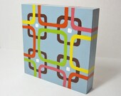 Modern Squares Art Blocks - Mid Century Modern Patterns in Blue No.1