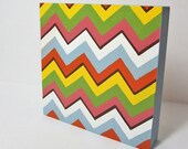 Hand Painted Chevron Original Hand Painted Art Blocks