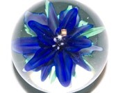 Lapis Double Lily Flower Marble in Flameworked Glass