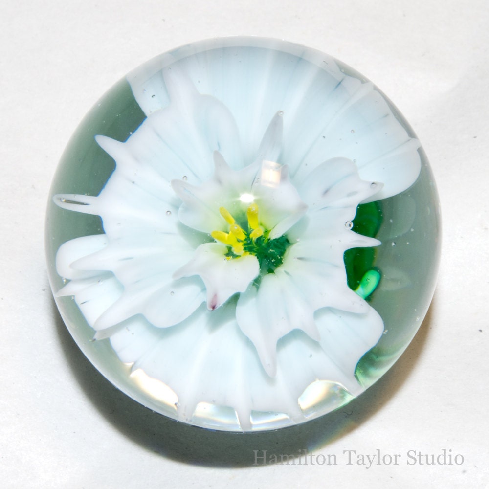White Flower Marble in Flameworked Glass