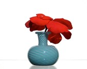 Miniature Vase in Turquoise and White, Hand Blown Glass Swirl