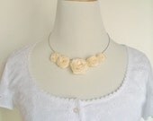 Ivory Rose Ribbon Necklace