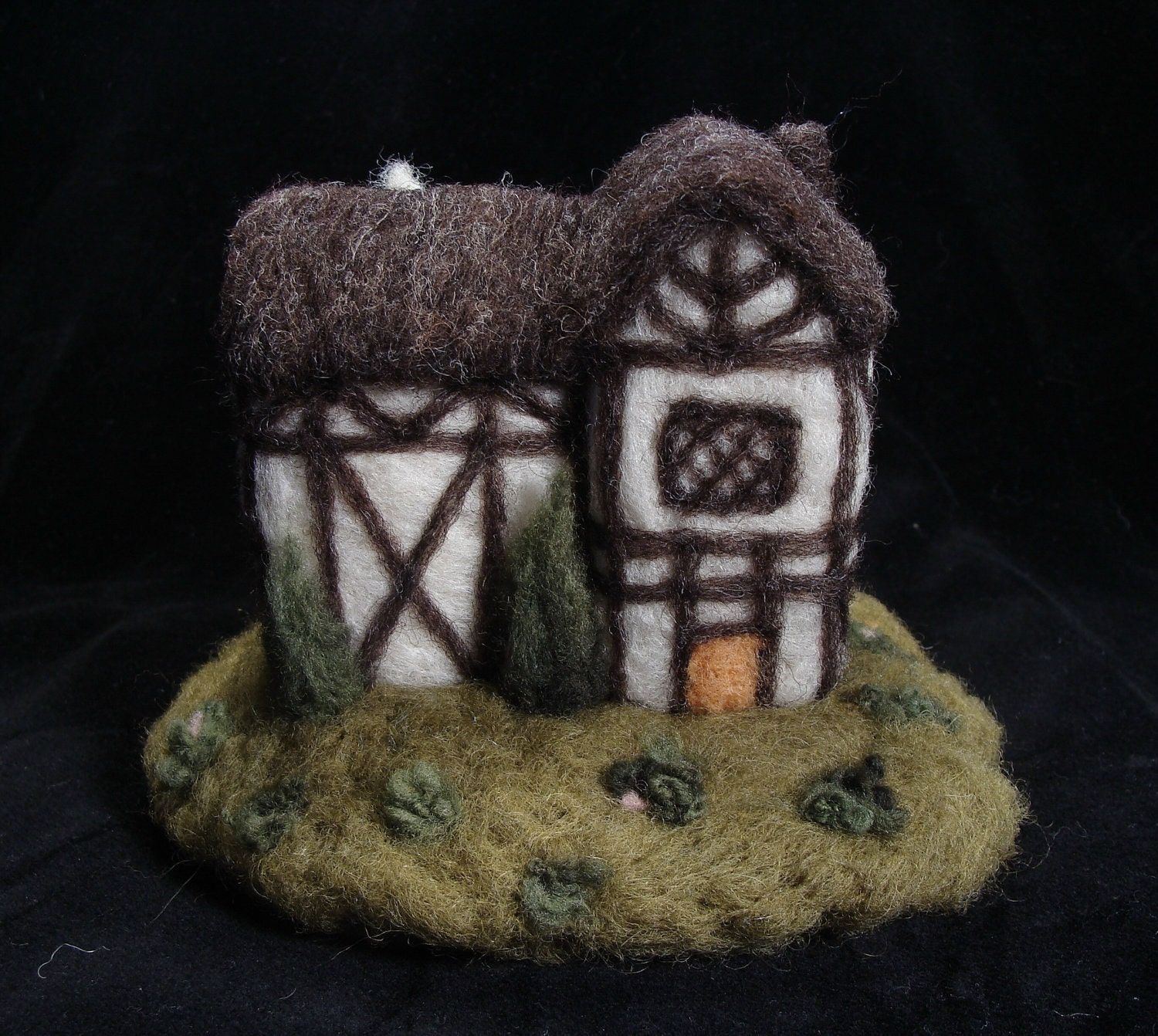 Needle Felted Tudor Style House -  Wool Soft Sculpture by McBrideHouse