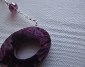 Medium Leaf Print Necklace - purple and pink