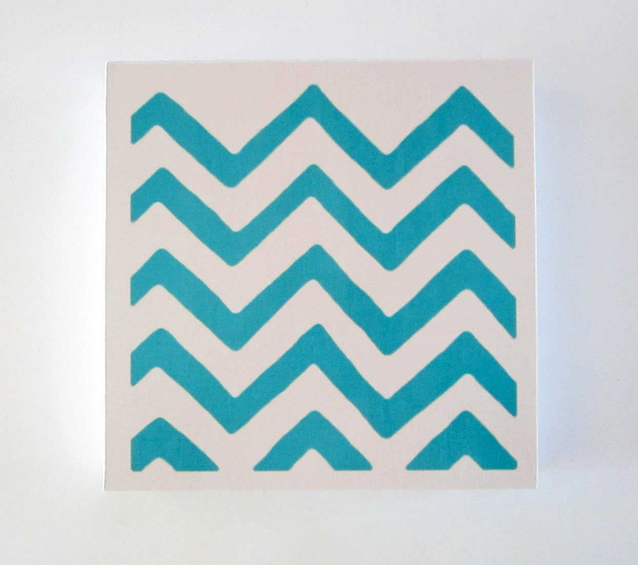 Chevron 4 Blue Turquoise Aqua 8x8 art block on wood block geometric pattern modern redtilestudio