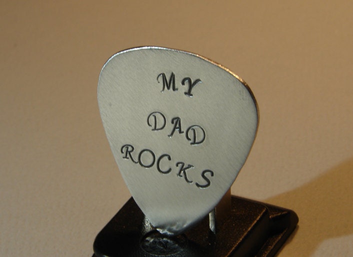 Guitar Pick My Dad Rocks Handmade from Aluminum for Fathers Day