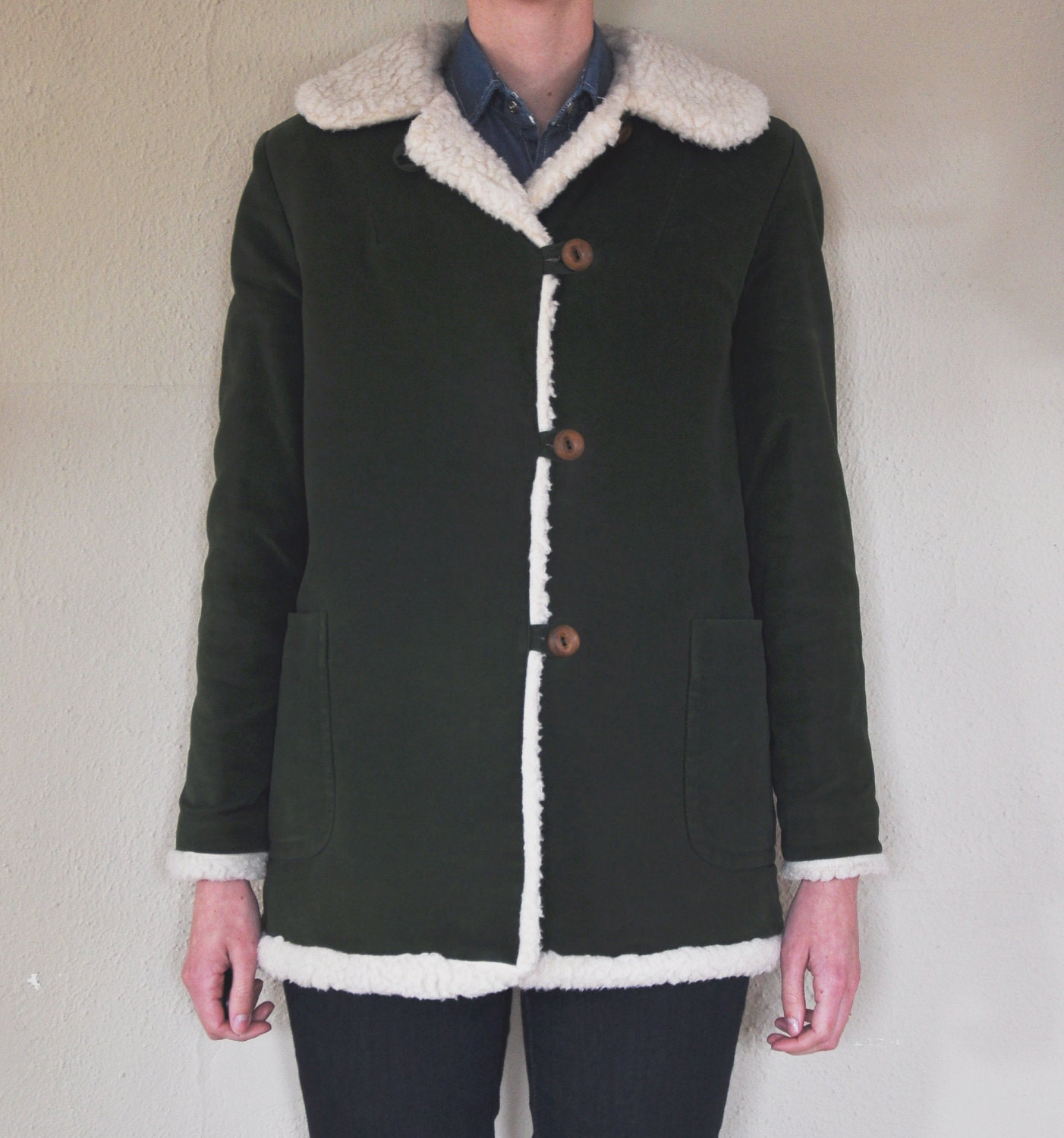 Vintage Green Sherpa Lined Coat by Mackintosh