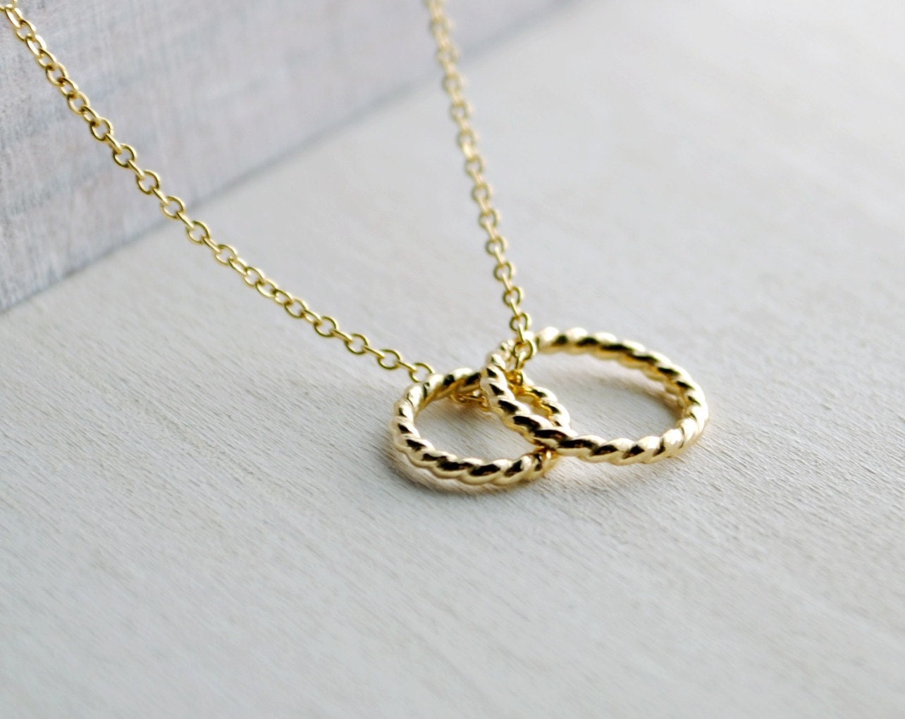 Two Circles Gold Necklace, Gold Fill, Elegant Jewelry