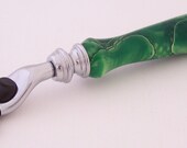 Green Swirl Acrylic Mach 3 Razor Shaving Handle (Handmade in USA)