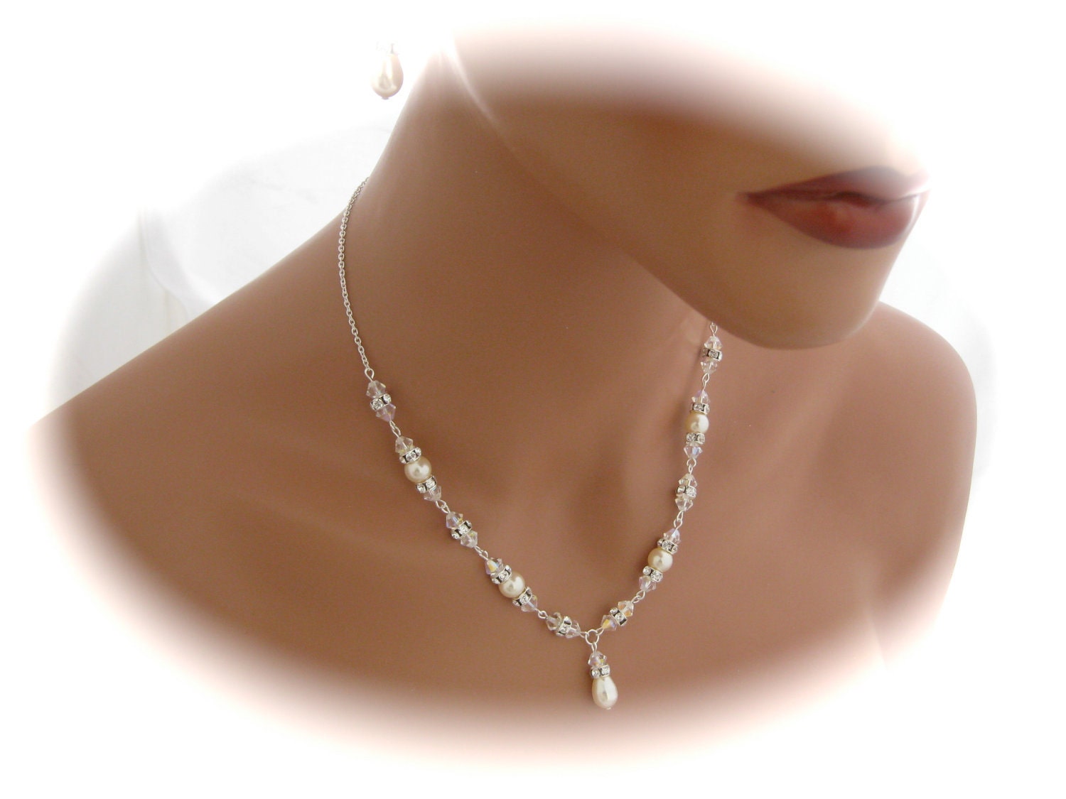 Bridal Wedding Jewelry, Pearl Necklace, Wedding Jewelry for Brides, Swarovski Crystal Necklace