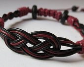 Josephine knotted leather bracelet in burgundy and black