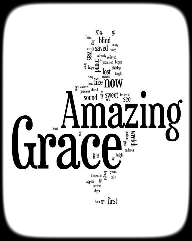 Amazing Grace Lyrics - Spritual Religous Art - Word Art Print - Gift Idea