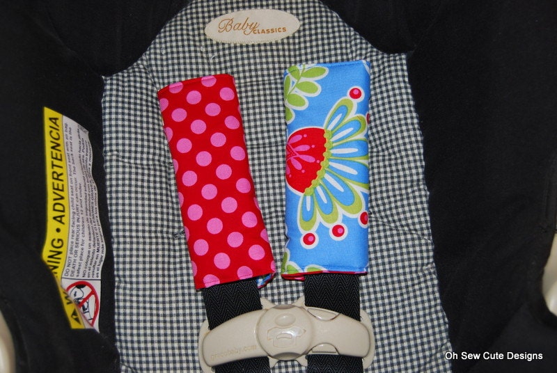 Cute Blue Bouquet and Berry Dots Car Seat Strap Covers