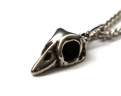 Tiny Baby Bird Skull Pendant Necklace in Solid White Bronze