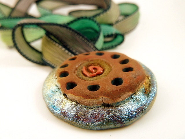 Raku Ceramic Cabochon Tile Raku Jewelry Supplies Handmade by MAKUstudio