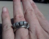 Concrete grey tubes ring Alpaca Silver Rustic Modern US size 7